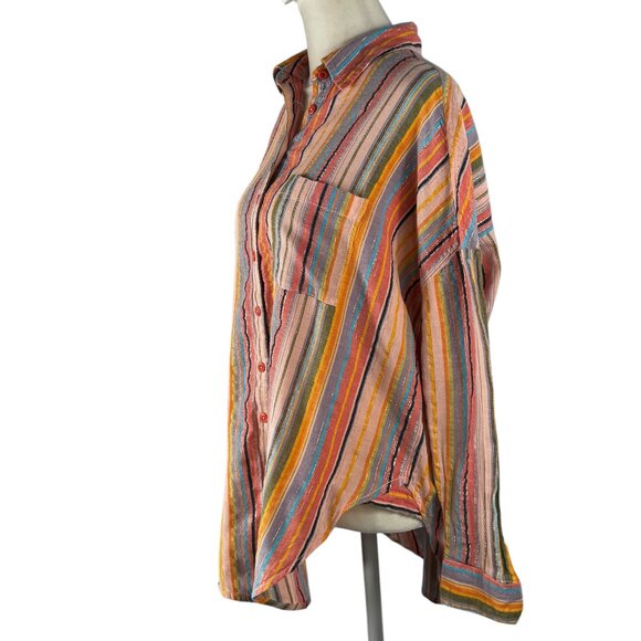 LIke New Anthropologie PILCRO Multicolor Stripes Button Down Shirt Size … - Picture 2 of 12